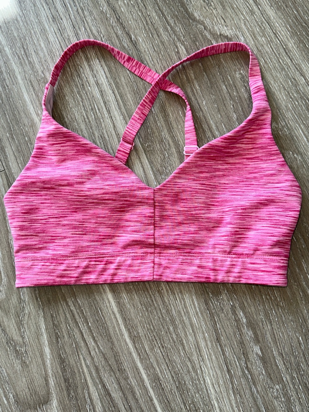 Outdoor Voices Pink Space-Dyed Strappy Sports Bra